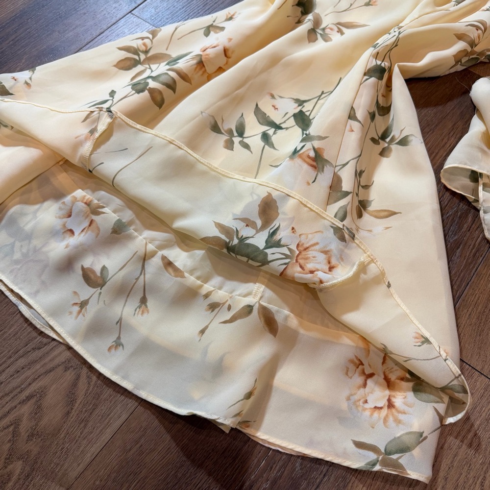 Vintage Y2K Floral Dress Scarf Yellow Floral Mini Dress Vintage Y2K Dress Fairy - Picture 5 of 15